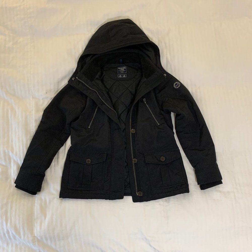Black A&F Hooded Parka - Size M